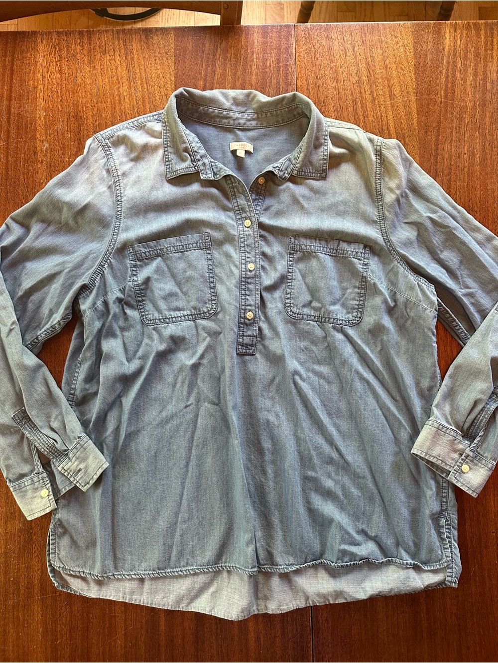 Talbots Light Blue Denim Popover Shirt